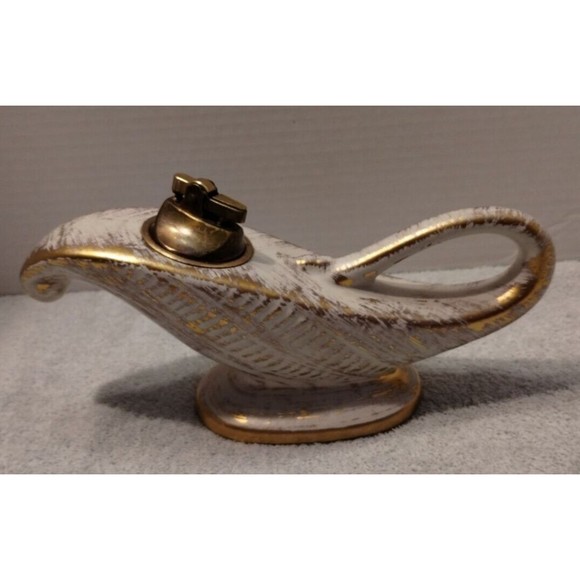 Vintage Table Lighter 22K Gold Tweed Glaze USA Rare Stamped Royal Haeger - Picture 1 of 10